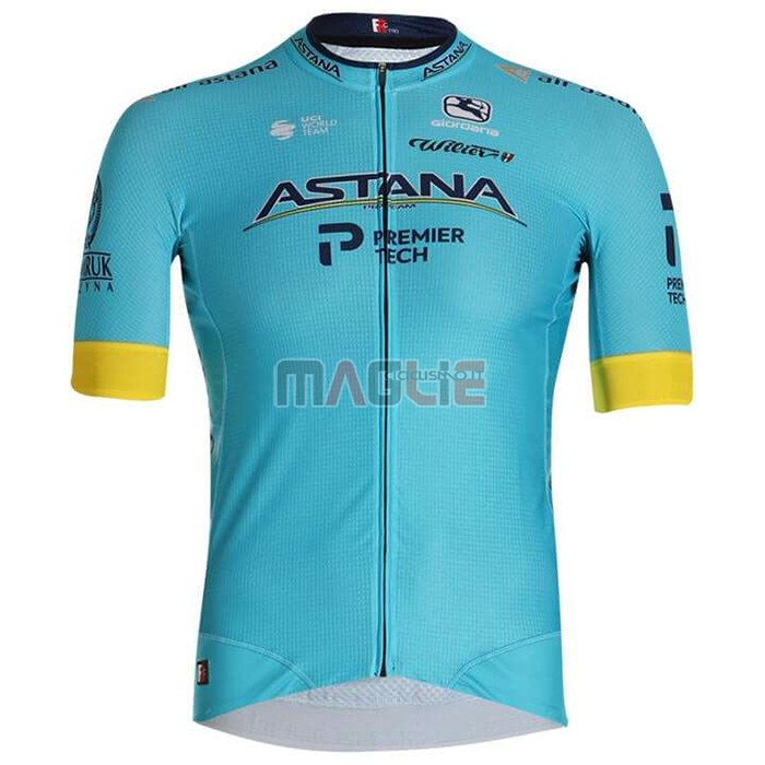 Maglia Astana Manica Corta 2020 Giallo Blu